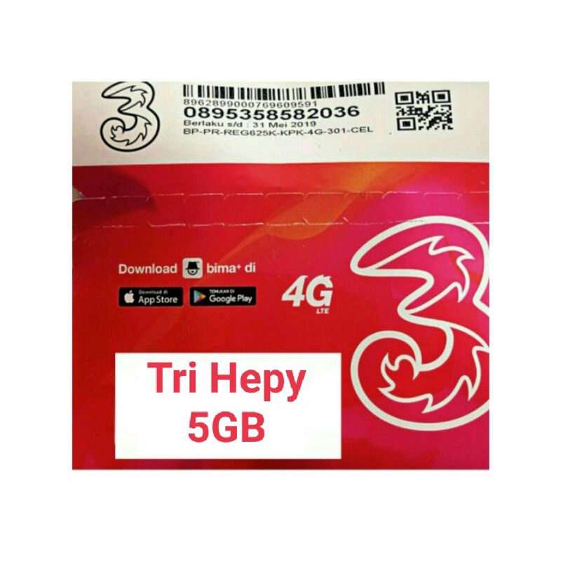 Jual Kartu Perdana Internet Three Hepy Gb Shopee Indonesia