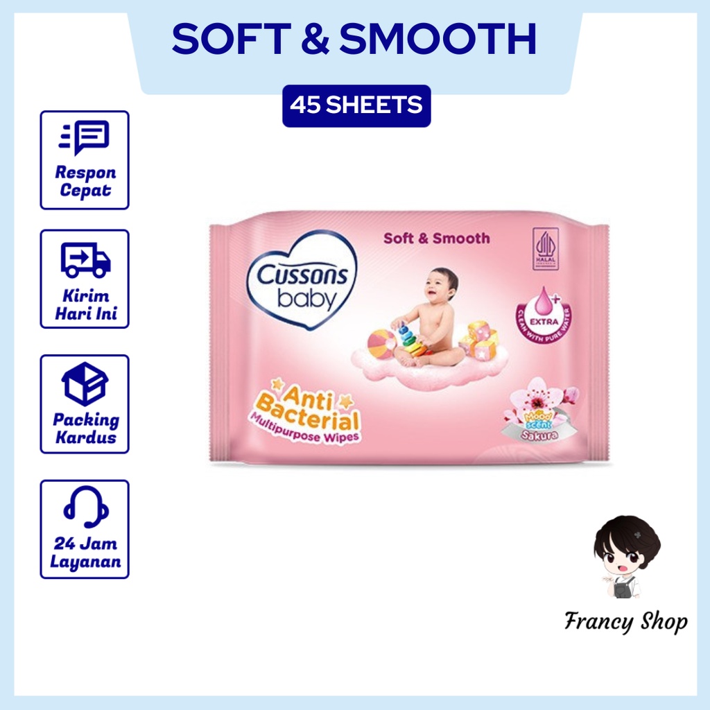 Jual Cussons Baby Soft Smooth Mood Scent Sakura Pink Tissue Basah Isi