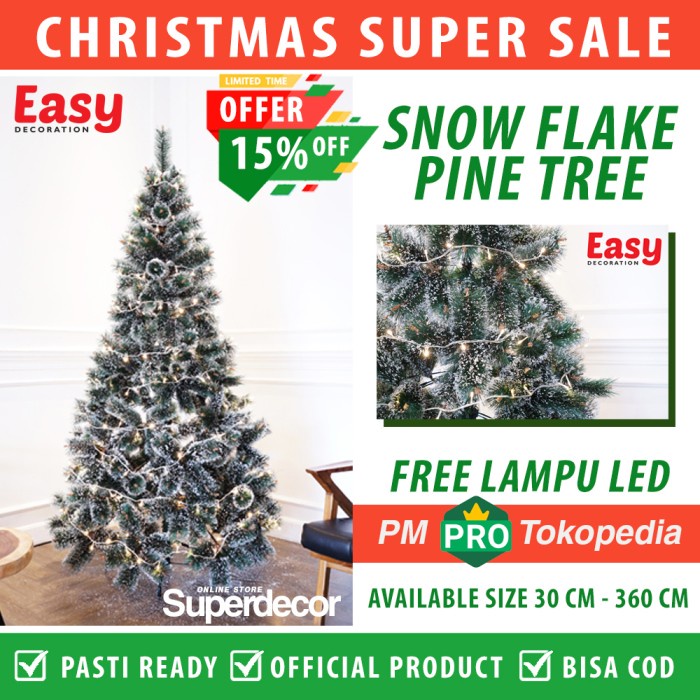 Jual Pohon Natal Tipe Snow Flake Pine Tree Ukuran Ft Cm Shopee