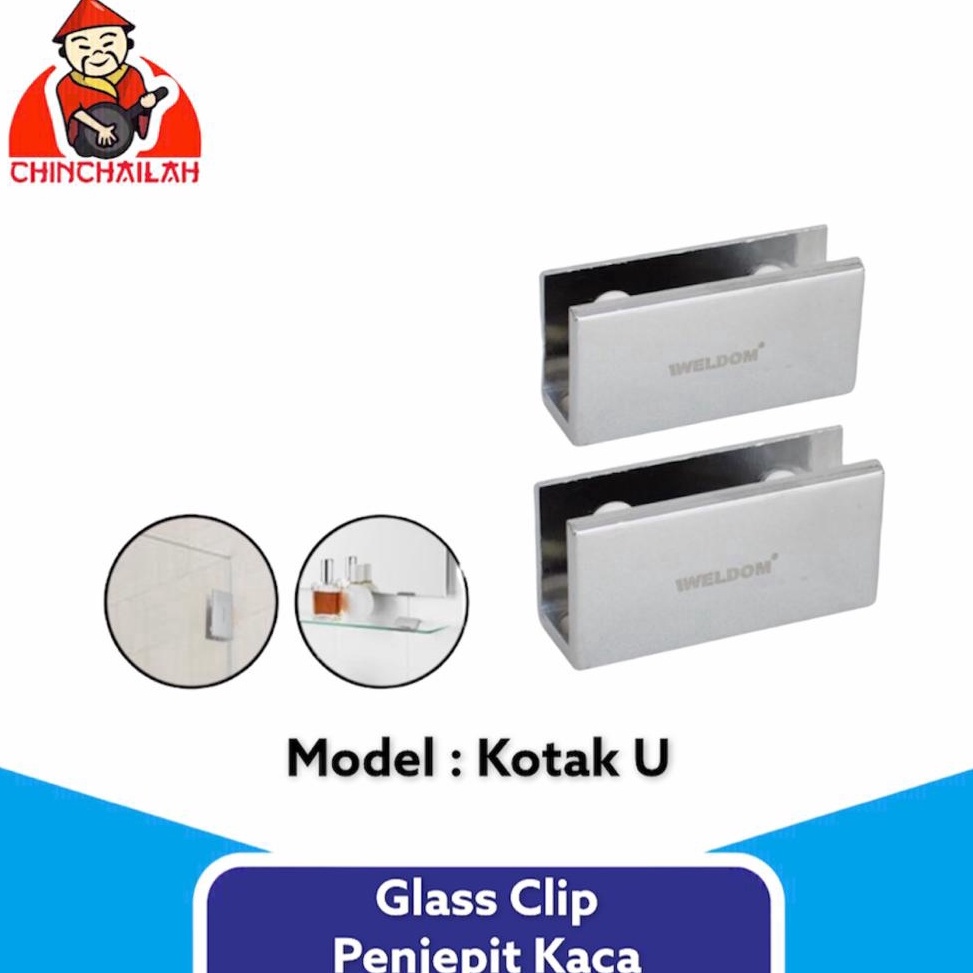 Jual Snkg 15 Glass Clip Penjepit Jepitan Kaca Tembok Kotak U