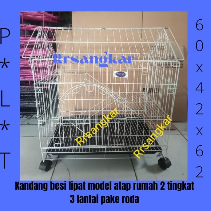 Jual Kandang Kucing Kandang Besi Lipat Tingkat 2 Model Atap Rumah Pake