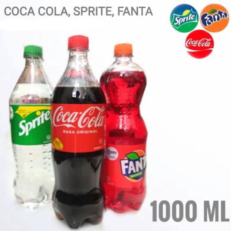 Jual Coca Cola Sprite Fanta Botol 1000ml 1liter Seliter 1Dus Isi 12