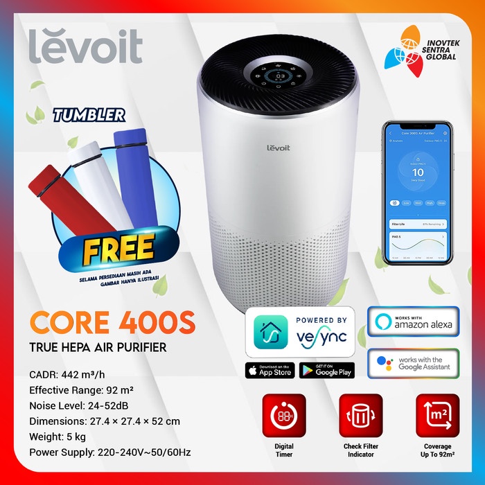 Jual Levoit Core S Smart Air Purifier True Hepa Filter Garansi