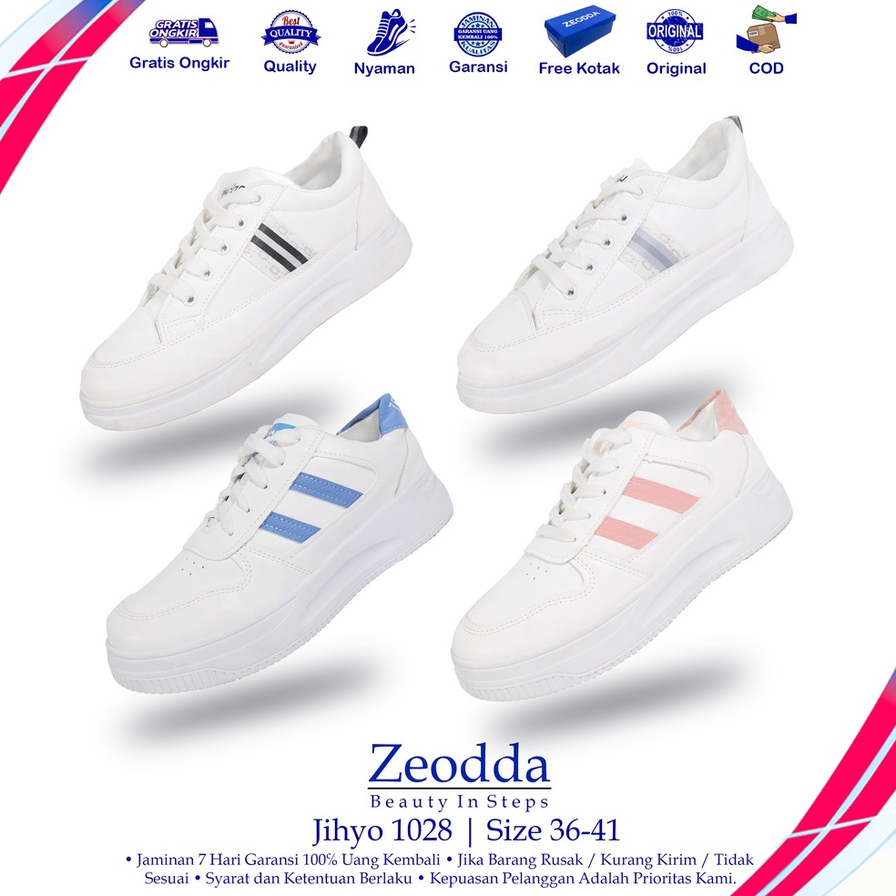 Jual Harga Termuraah Zeodda Jihyo Sepatu Sneakers Kasual Bertali Kulit