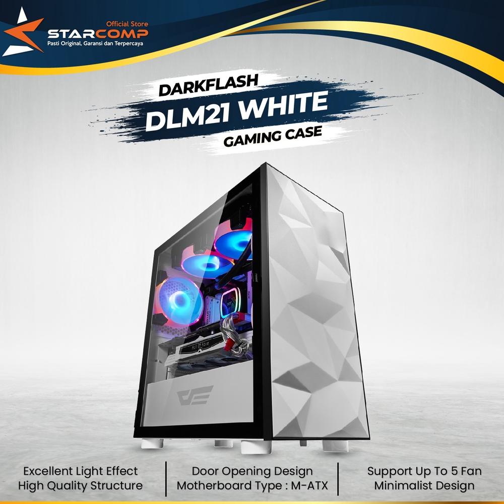 Jual AIGO DARKFLASH DLM21 White Tempered Glass Micro ATX Gaming Case