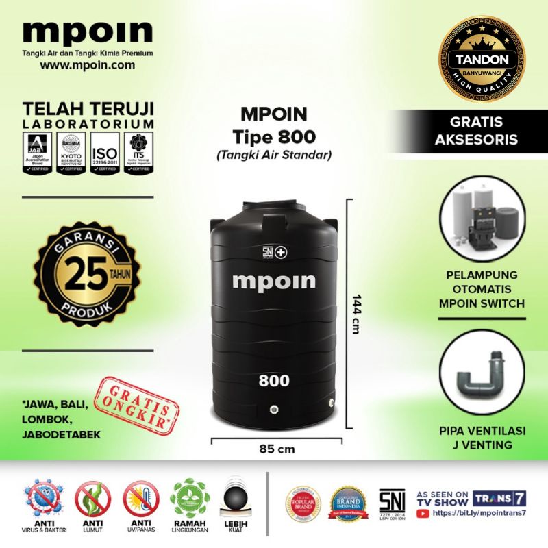 Jual Tandon Air Toren Air Tangki Air Mpoin Wave 800 Liter Invoice