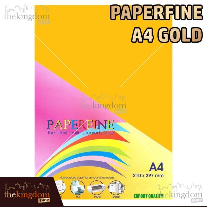 Jual Paperfine Kertas HVS Warna A4 Gold Kuning Emas Isi 100 Lembar