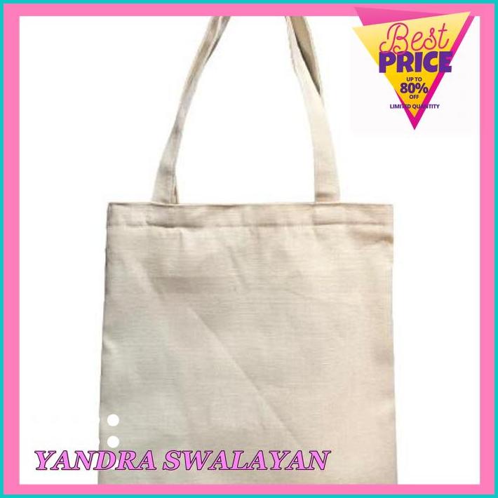 Jual Totebag Tebal Berbahan Kanvas Warna Natural Greige Populer