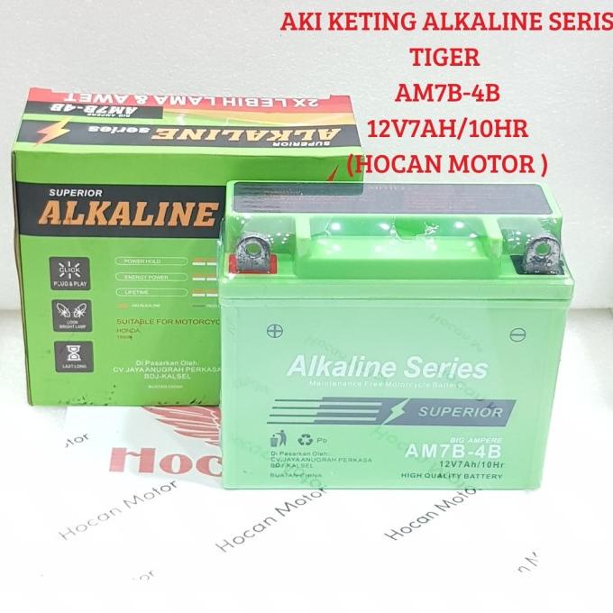 Jual Ready Aki Accu Kering Alkaline Unutk Motor Tiger Am7B 4B 12V7Ah