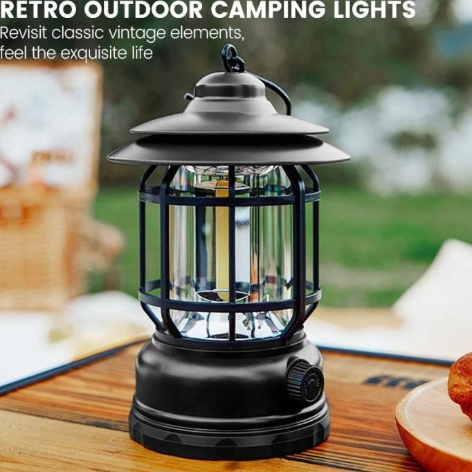 Jual Lampu Camping Lentera Gantung Retro Model Petromax Rechargeable