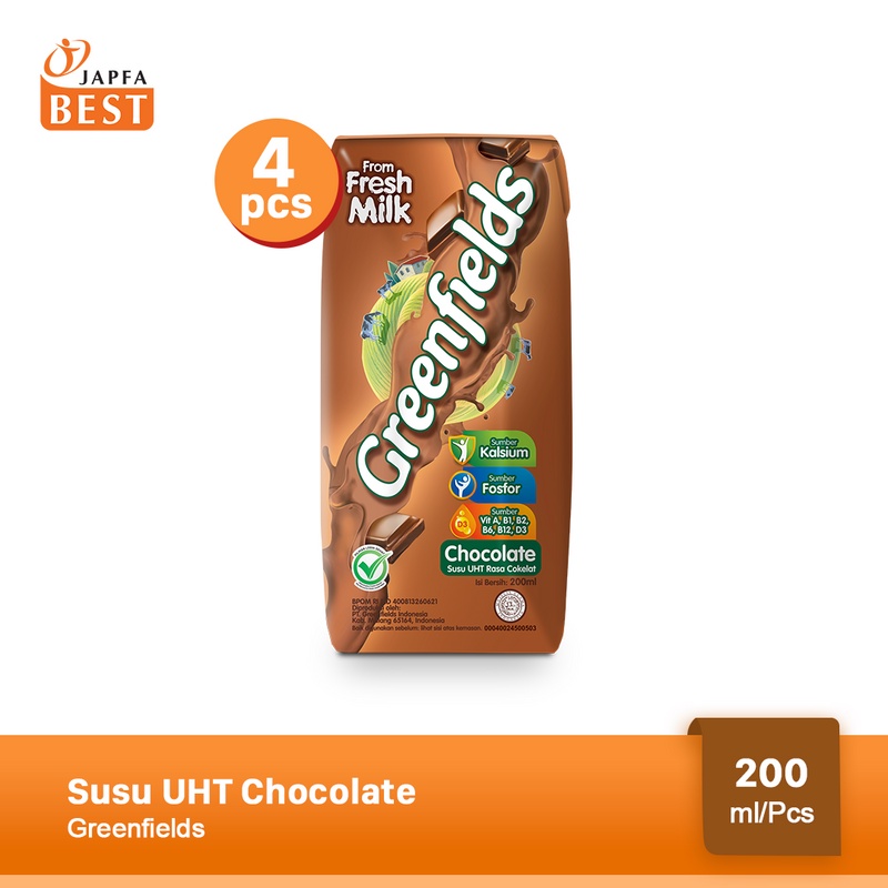 Jual Susu UHT Chocolate Greenfields 200 Ml Isi 4 Pcs Shopee Indonesia