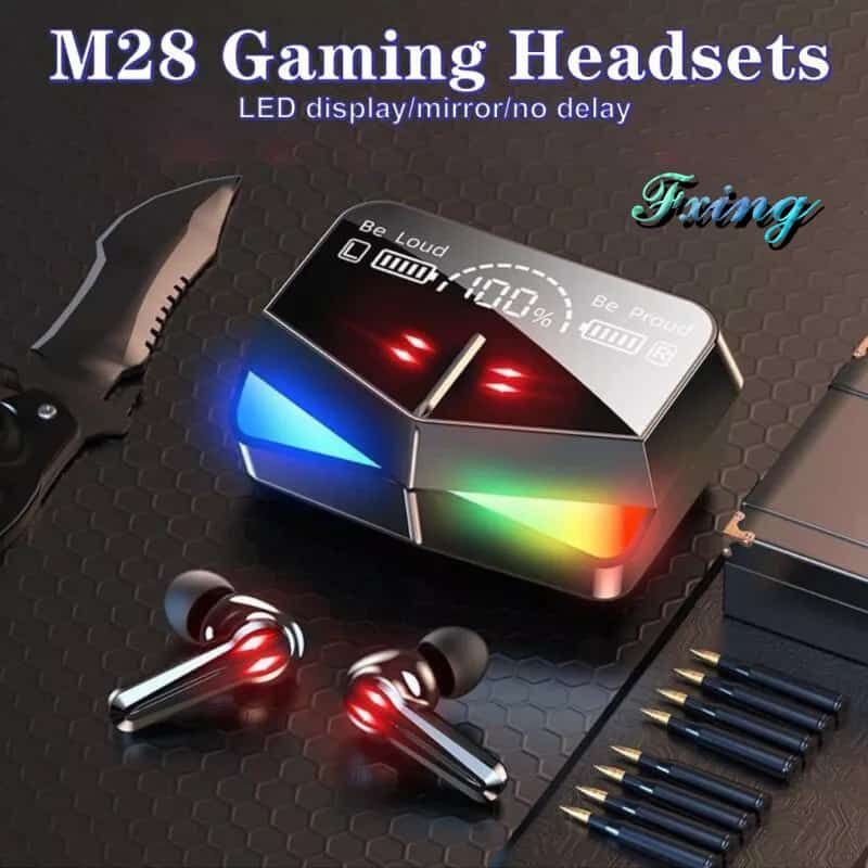 Jual Headset Bluetooth Gaming No Delay TWS M28 Dual Mode BT V5 1 LED