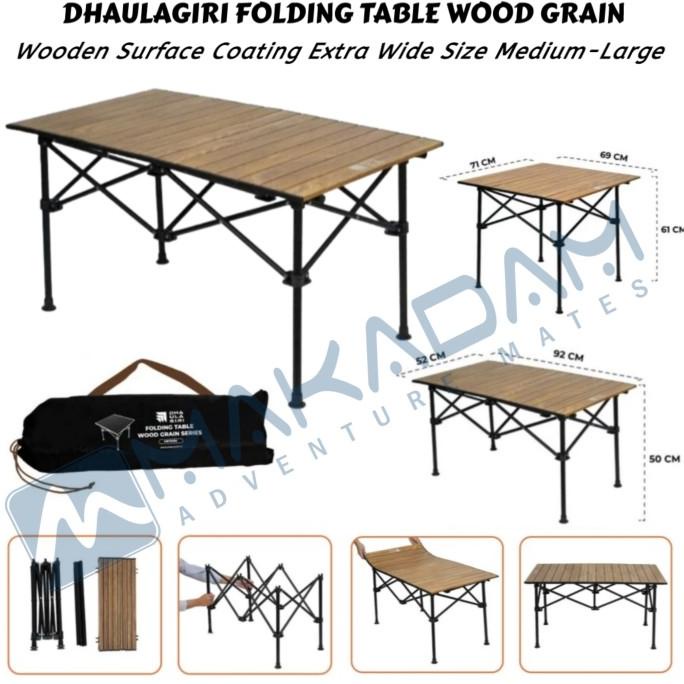 Jual Meja Lipat Camping Dhaulagiri Folding Table Wood Grain Persegi