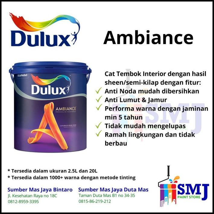 Jual Cat Tembok Interior Dulux Ambiance Warna Brilliant White 2 5L