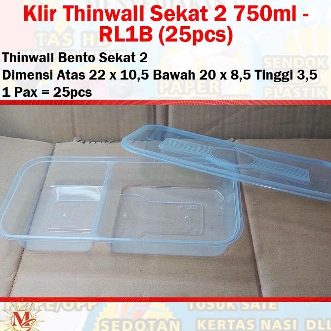 Jual Klir Thinwall Kotak Makan Ml Bento Rectangle Sekat Long