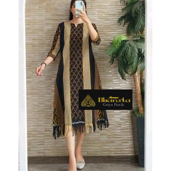 Jual BAJU BATIK DRESS TENUN IKAT ETNIK KHAS MOTIF TORAJA JUMBO PREMIUM