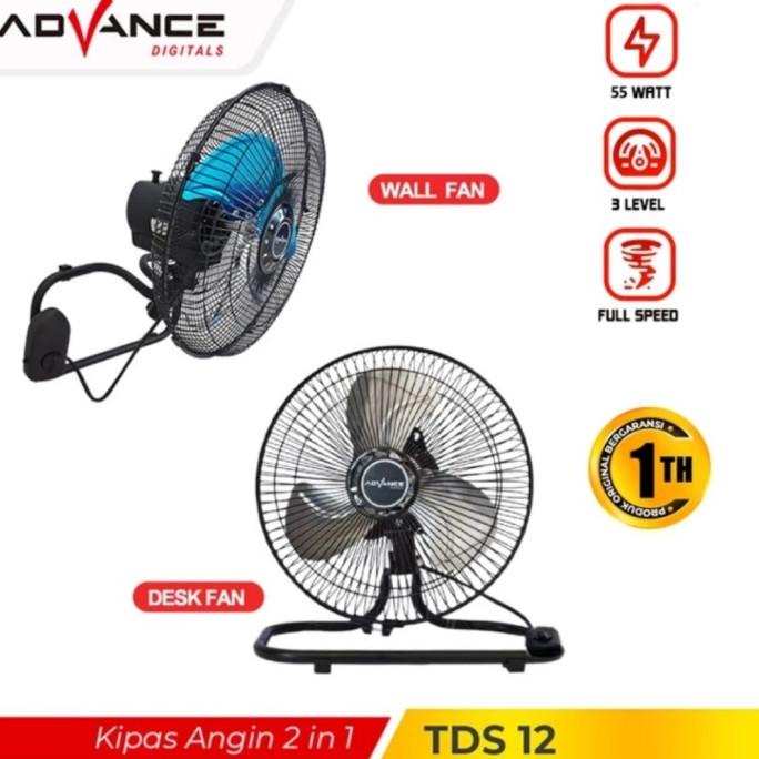 Jual Kipas Angin Meja Dinding 2In1 Mode Desk Wall Fan Tds 12 Advance 12