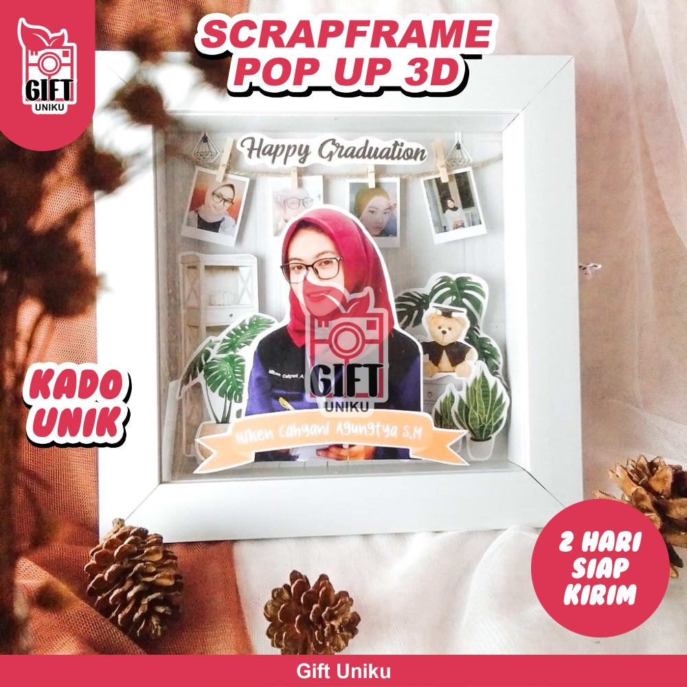 Jual Gift Ultah Kado Ulang Tahun Cetak Foto Plus Bingkai Kaca Minimalis