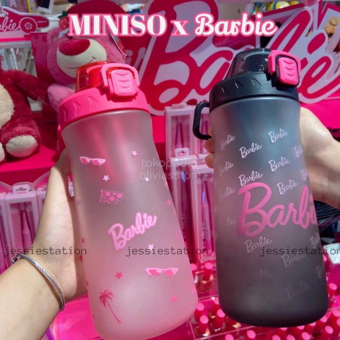 Jual BOTOL MINUM MINISO BARBIE TUMBLR TUMBLER MINISO X BARBIE 1100ML