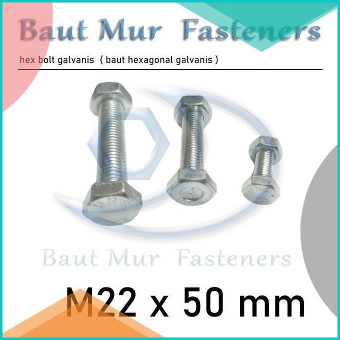 Jual Baut Mur M22 X 50 Bmp M22 X 50 Galvanis Bmp M22 X 50mm 16novz3