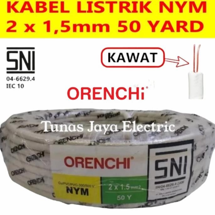 Jual Kabel NYM 2x1 5mm 50Y Tembaga Murni ORENCHI Standar SNI CVRA