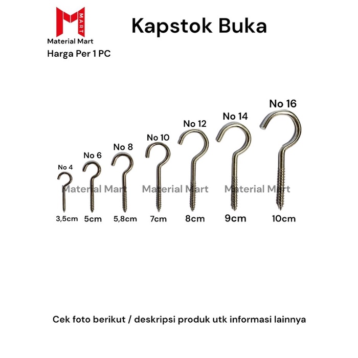 Jual 1 PC Kapstok Buka Baut Gantung Besi Gantungan Burung Hook Skrup