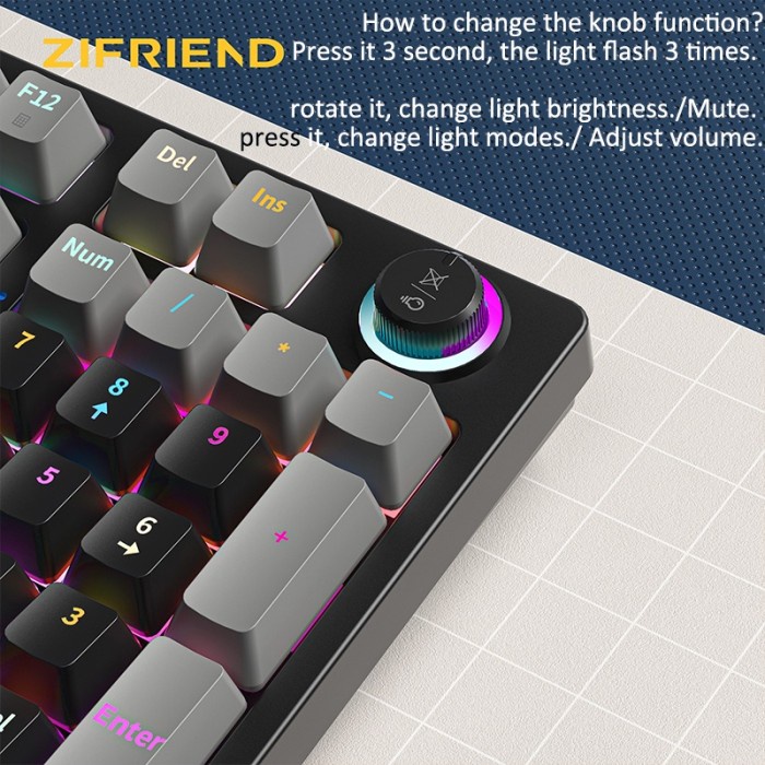 Jual Zifriend Za Mechanical Keyard Blue Red Switch Wired Keys Rgb