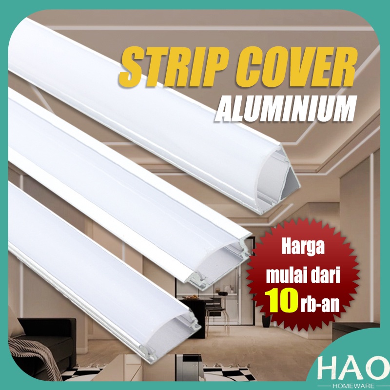 Jual Cover Lampu Aluminium Kap Led Strip 1m 100 Cm Tapeguard Led