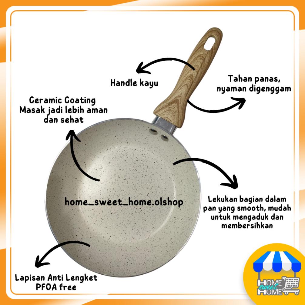 Jual Frypan Iwatani Ceramic Coating Wajan Anti Lengket Gagang Kayu