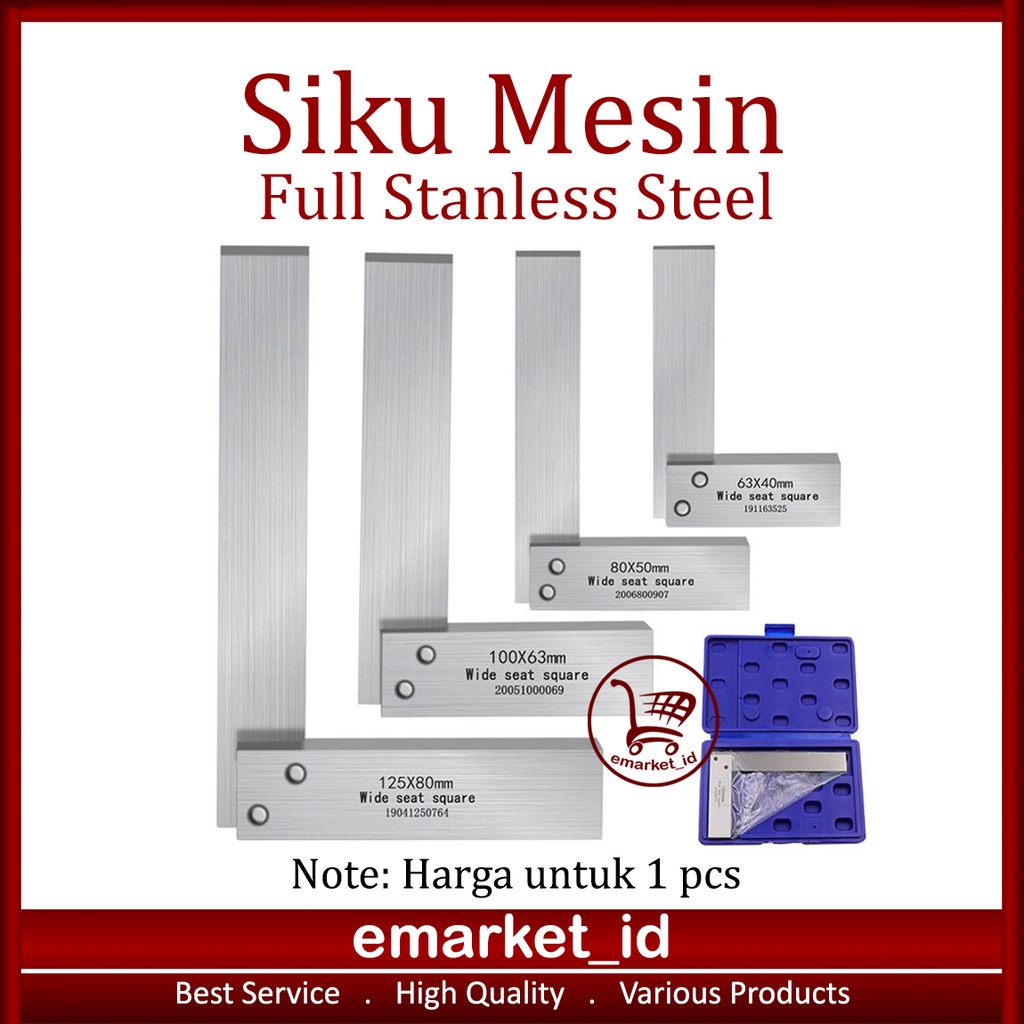 Jual Siku Mesin Tapak Tebal Stanless Steel 90 Derajat 63X40Mm 80X50Mm