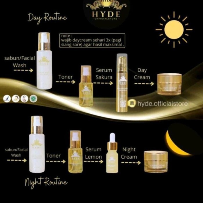 Jual HYDE BEAUTY SKINCARE PAKET GLOWING ISI 6 FREE POUCH Shopee