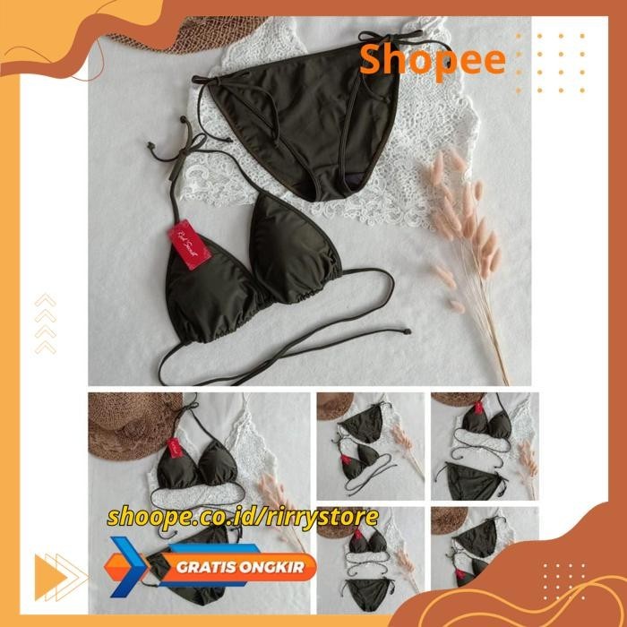 Jual Bikini Pantai Segitiga Ikat With Foam Bk Rxo Hijau Tua