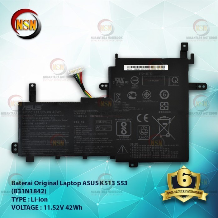 Jual Baterai Original Laptop Asus K S B N V Wh