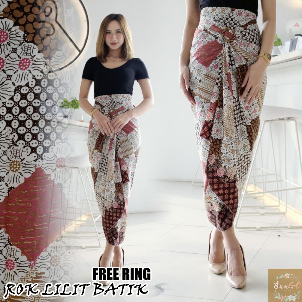 Jual Rok Lilit Batik Bawahan Kebaya Kain Serut Instan Free Ring Gass