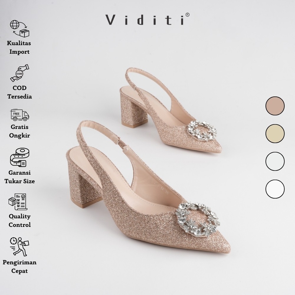 Jual Viditi Nayra Sling Back Block Heels 6 Cm Shoes Sepatu Import