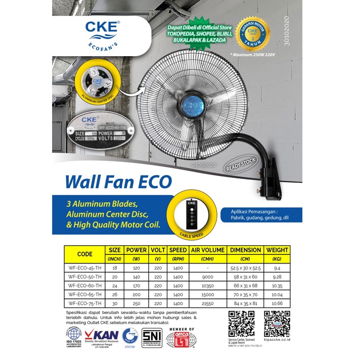 Jual Wall Fan Cke Wf Eco 60 Th 24 Inch Kipas Angin Dinding Temk Rumah