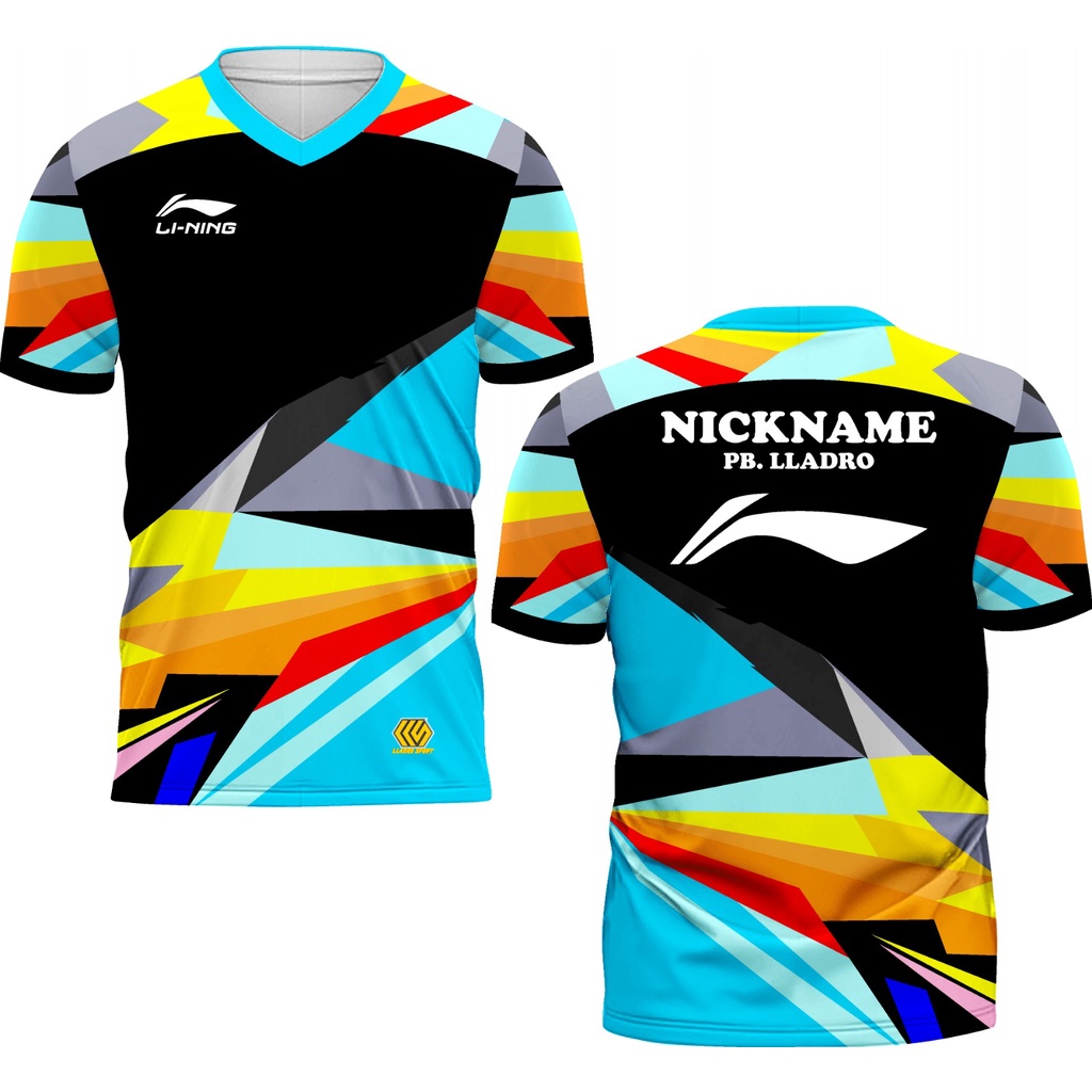 Jual Jersey Badminton Lining Motif Hitam Abstrak Free Nameset Dan Logo