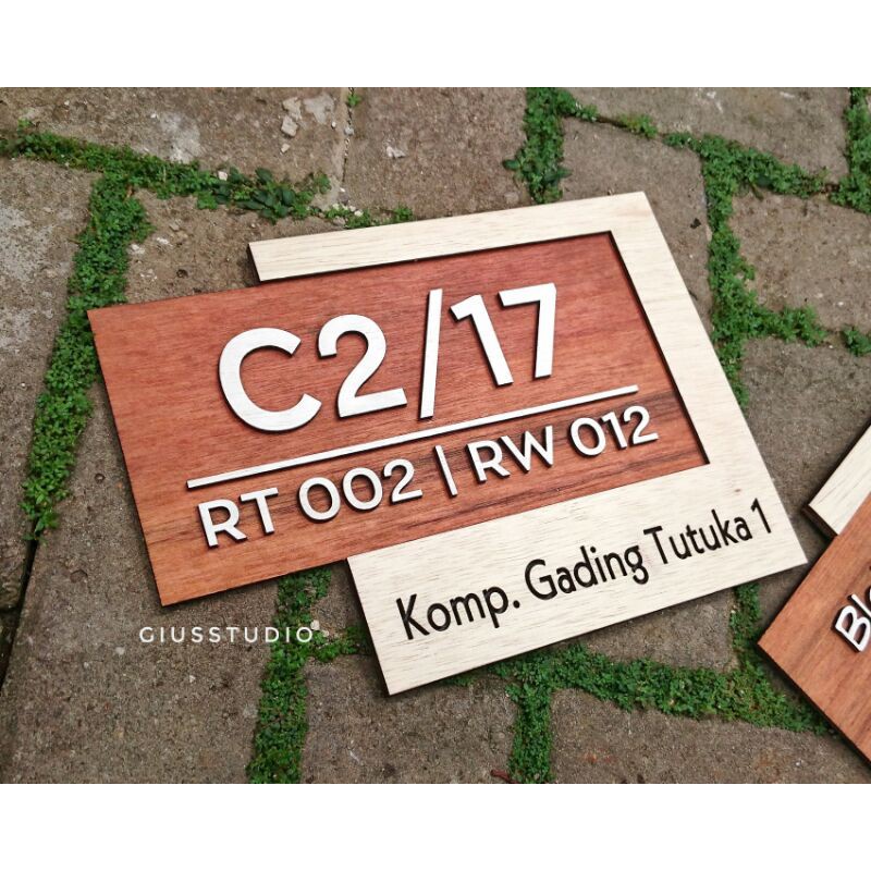 Jual 30X22Cm Custom Hiasan Dinding Signage Papan Nomor Rumah Kayu Bukan