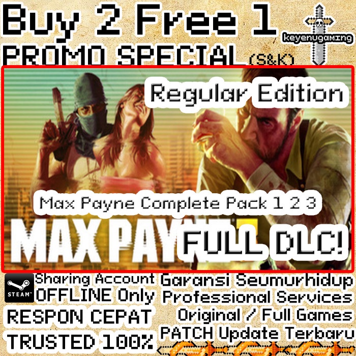 Jual Max Payne Complete Pack 1 2 3 PC FULL DLC Buy 2 Get 1 GAME