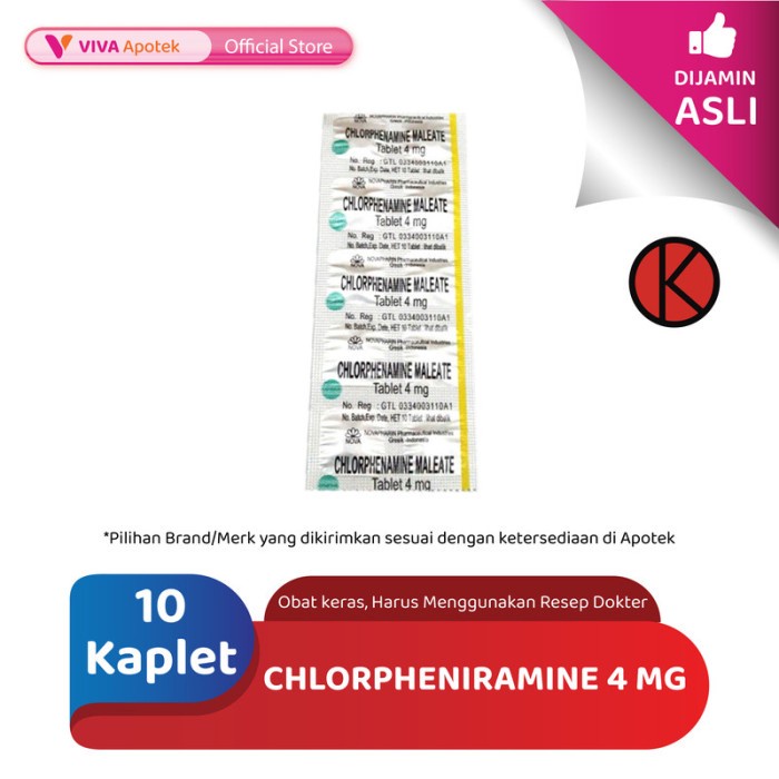 Jual Chlorpheniramine 4 Mg 10 Kaplet Shopee Indonesia