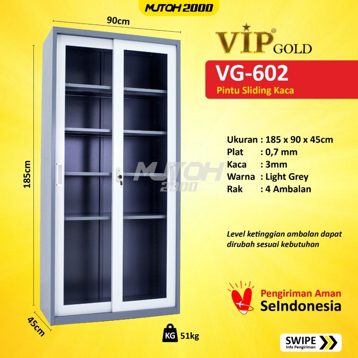 Jual VIP STAR VS 602 LEMARI ARSIP BESI PINTU SLIDING KACA Shopee