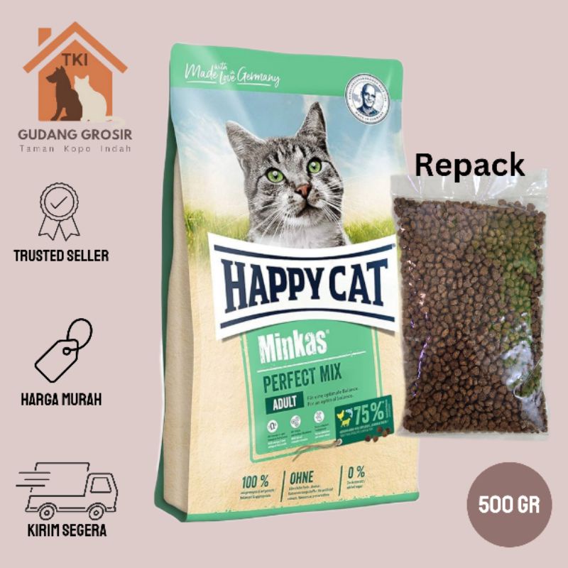 Jual Happy Cat Minkas Perfect Mix Repack 500gr Makanan Kucing High