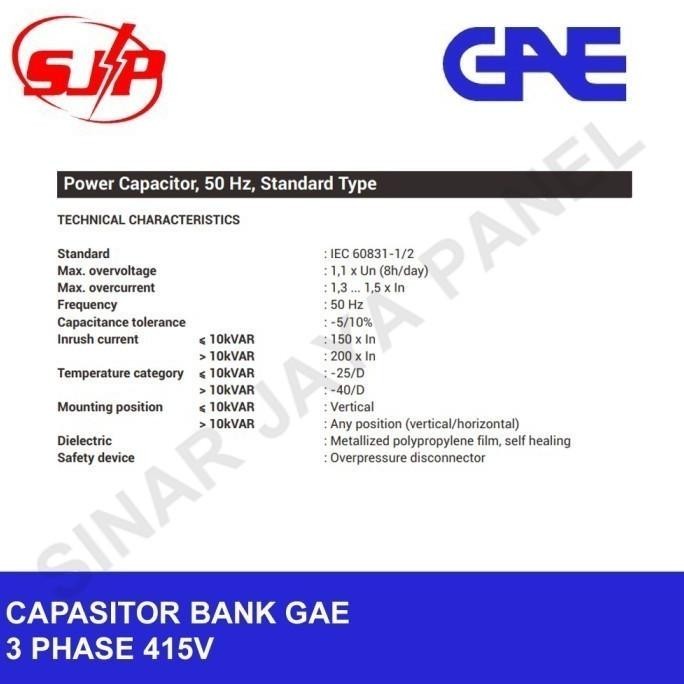 Jual Capasitor Kapasitor Bank Gae 20 Kvar 20Kvar 415V 3 Phase 168202618