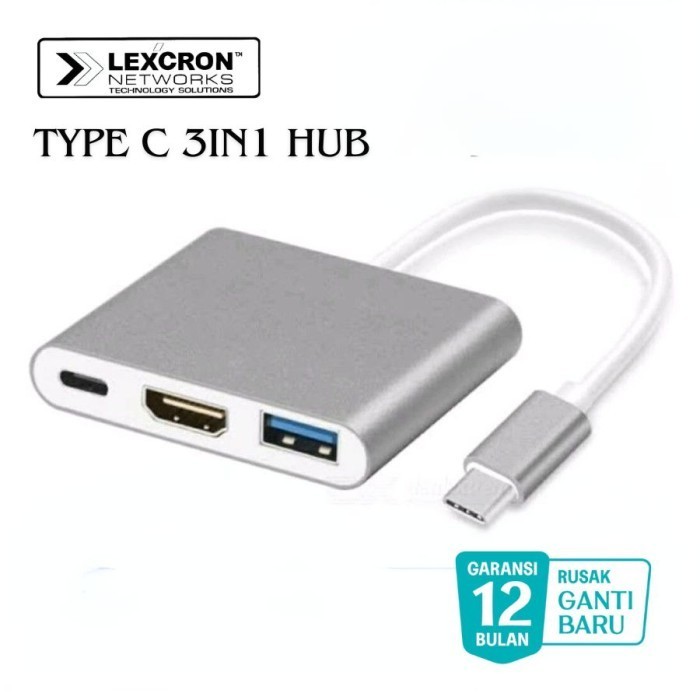 Jual Kabel Converter USB Type C 3in1 To HDMI 2k 4k Adapter Lexcron