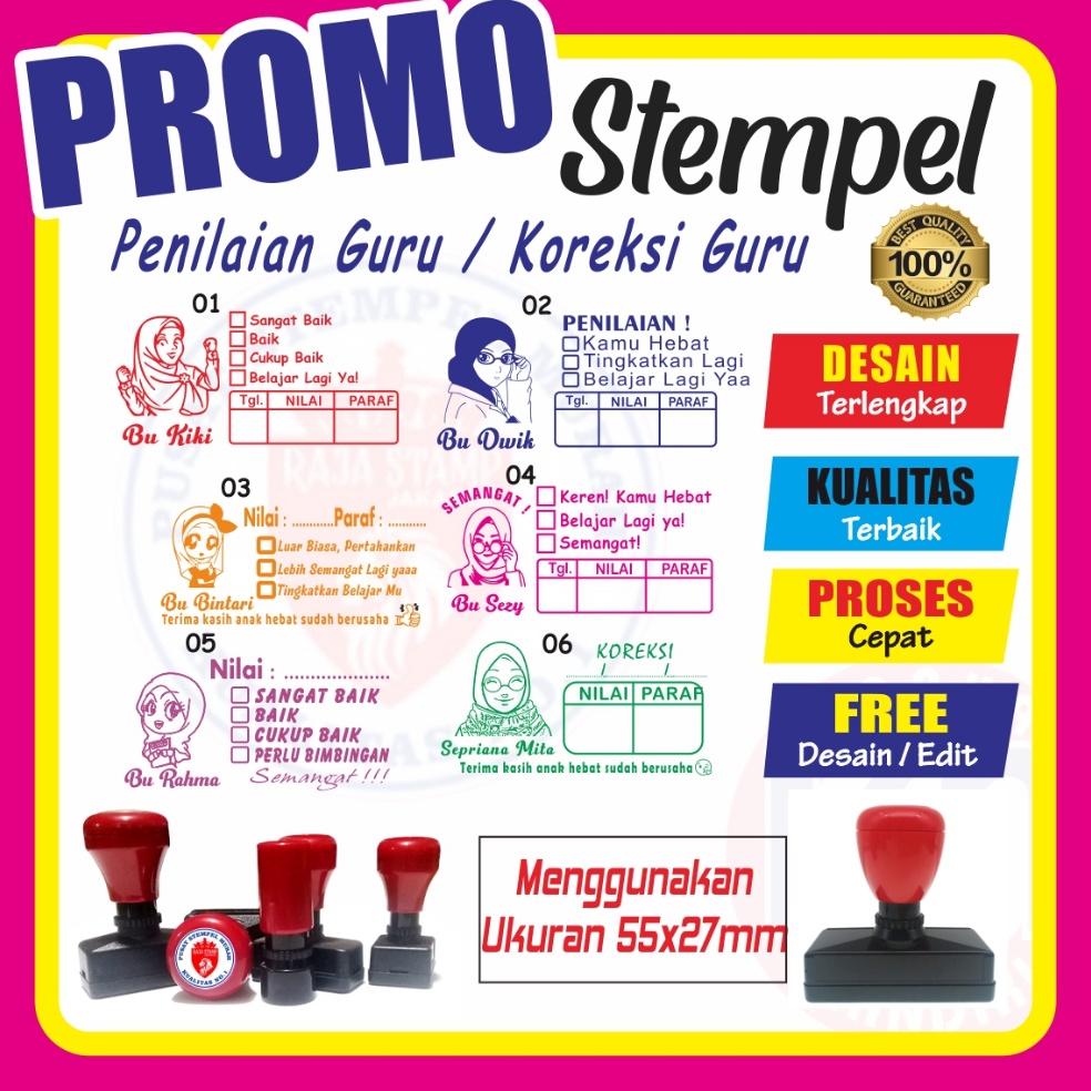 Jual WNJY8147 Stempel Nilai Guru Penilaian Koreksi Checked