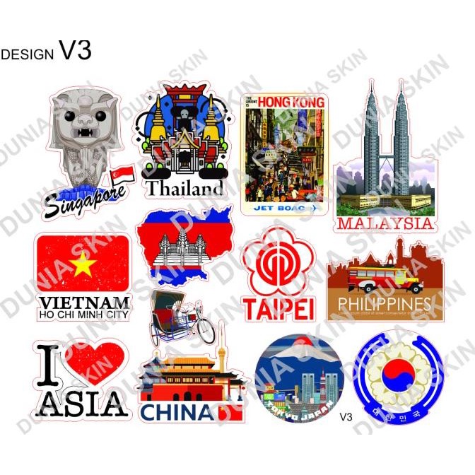 Jual Travel Label Sticker Koper Rimowa Design V3 Country Logo Negara