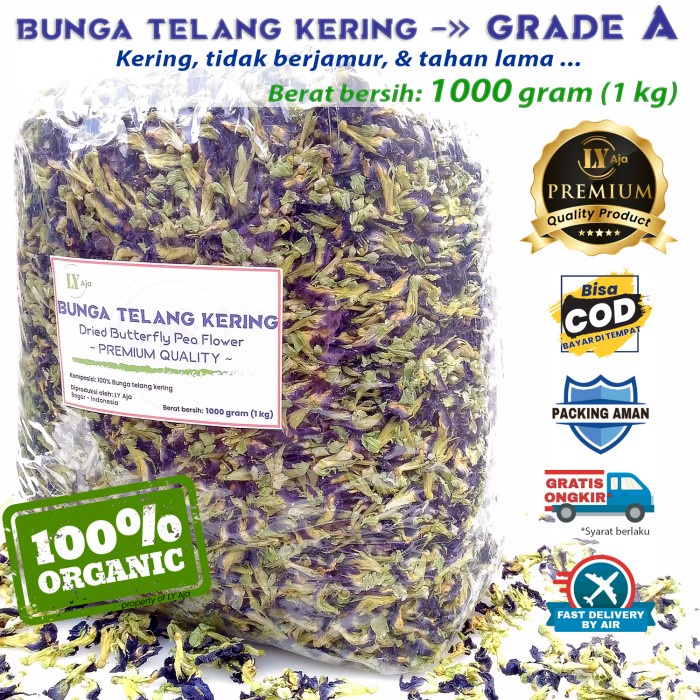 Jual Teh Bunga Telang Kering Kg Kg Ly Aja Butterfly Pea Organik