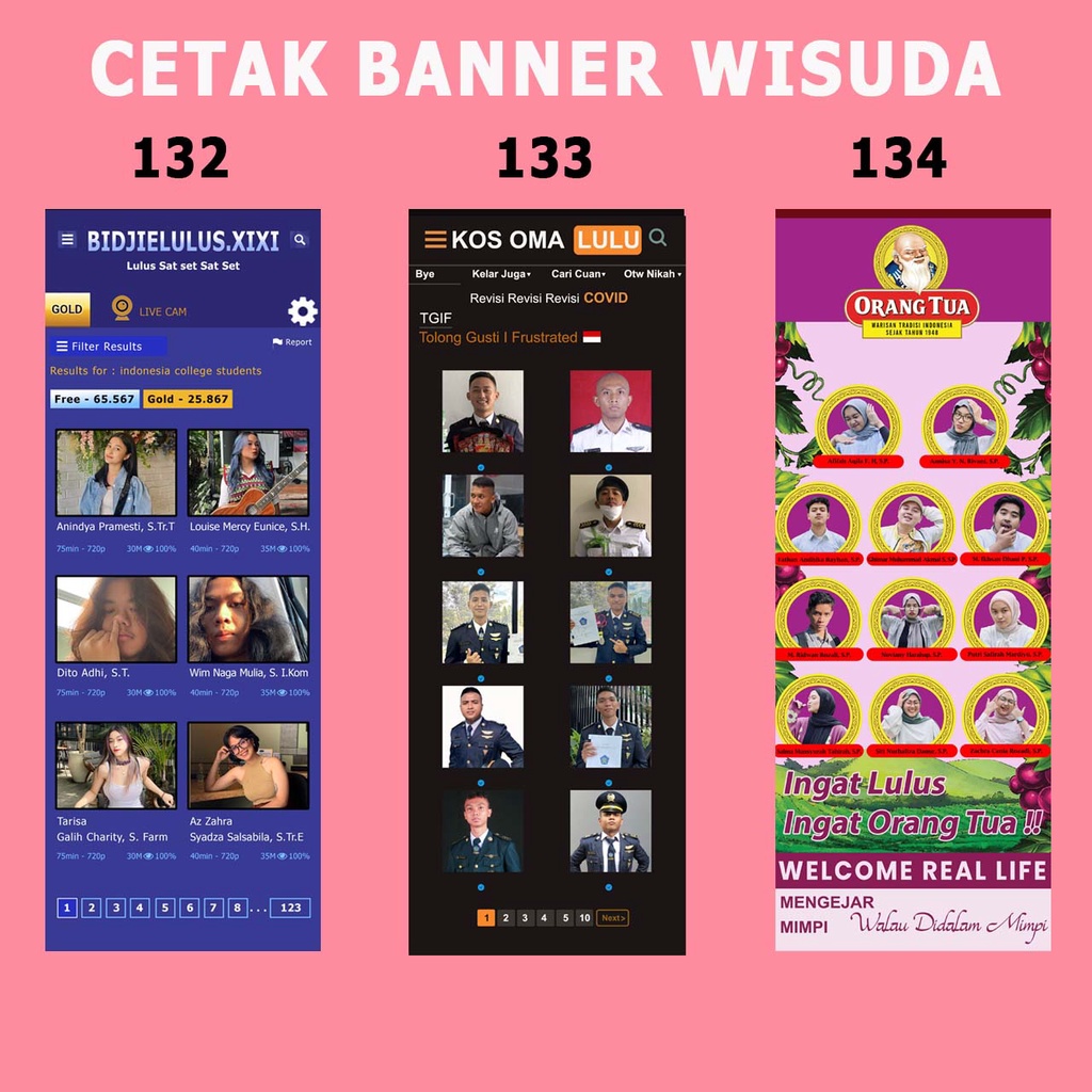 Jual Cetak Banner Wisuda Congratulation Sidang Custome Ukuran 60x160 Cm