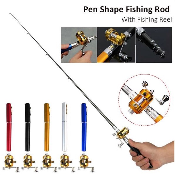 Jual Promo Set Pancingan Lengkap Joran Reel Pulpen Mini Fishing Rod Pen