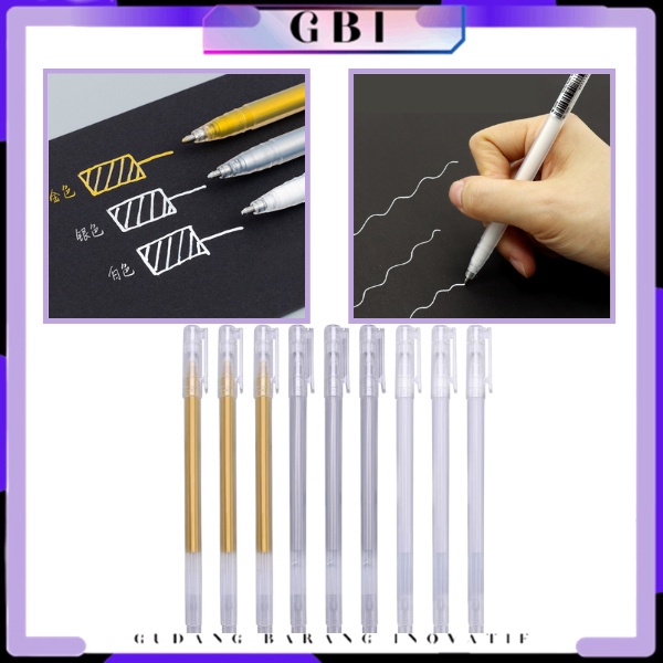 Jual GBI Ballpoint Craftwork Scrapbook Silver White Gel Ink Pena